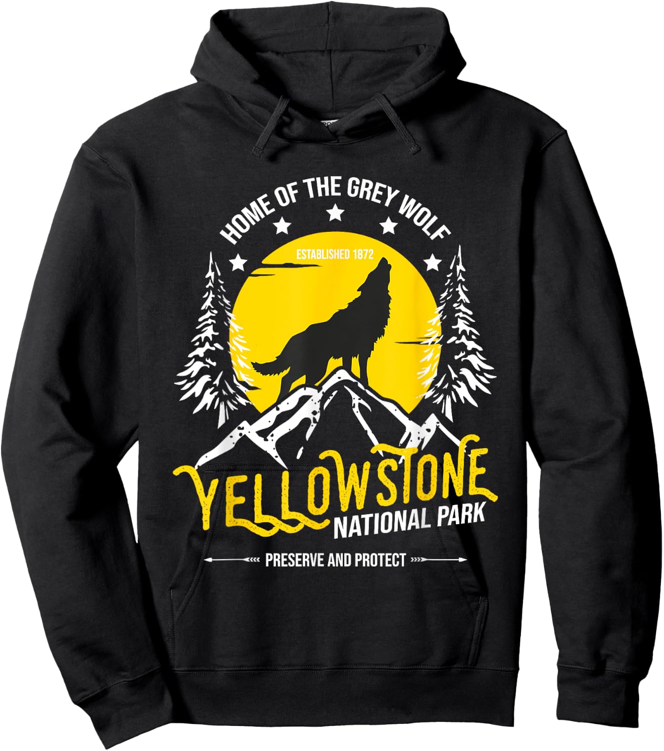 Yellowstone National Park Grey Wolf - Hiking & Camping Lover Hoodie - Hoodie | Black