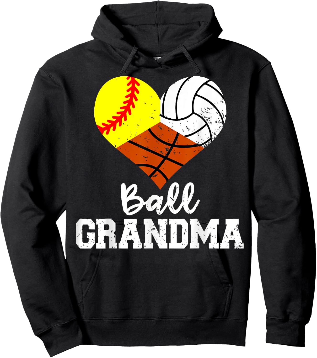 Ball Grandma Funny Softball Volleyball Basketball Hoodie - Hoodie | Black