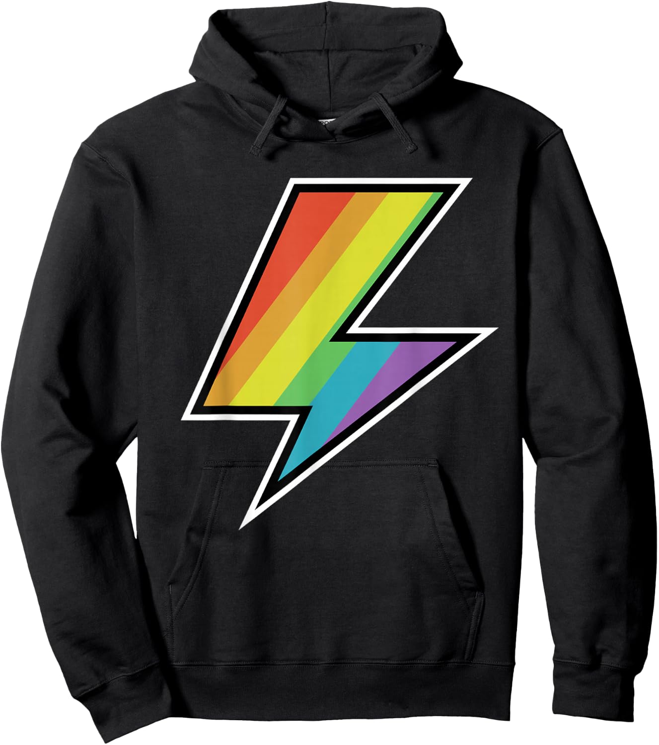 Cool Vintage Rainbow Lightning Bolt LGTBQ Pride Hoodie - Hoodie | Black