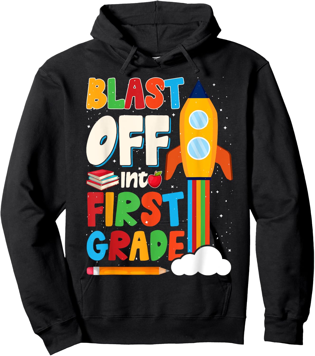 Blast Off Into 1st Grade First Day of School Kids Hoodie - Hoodie | Black