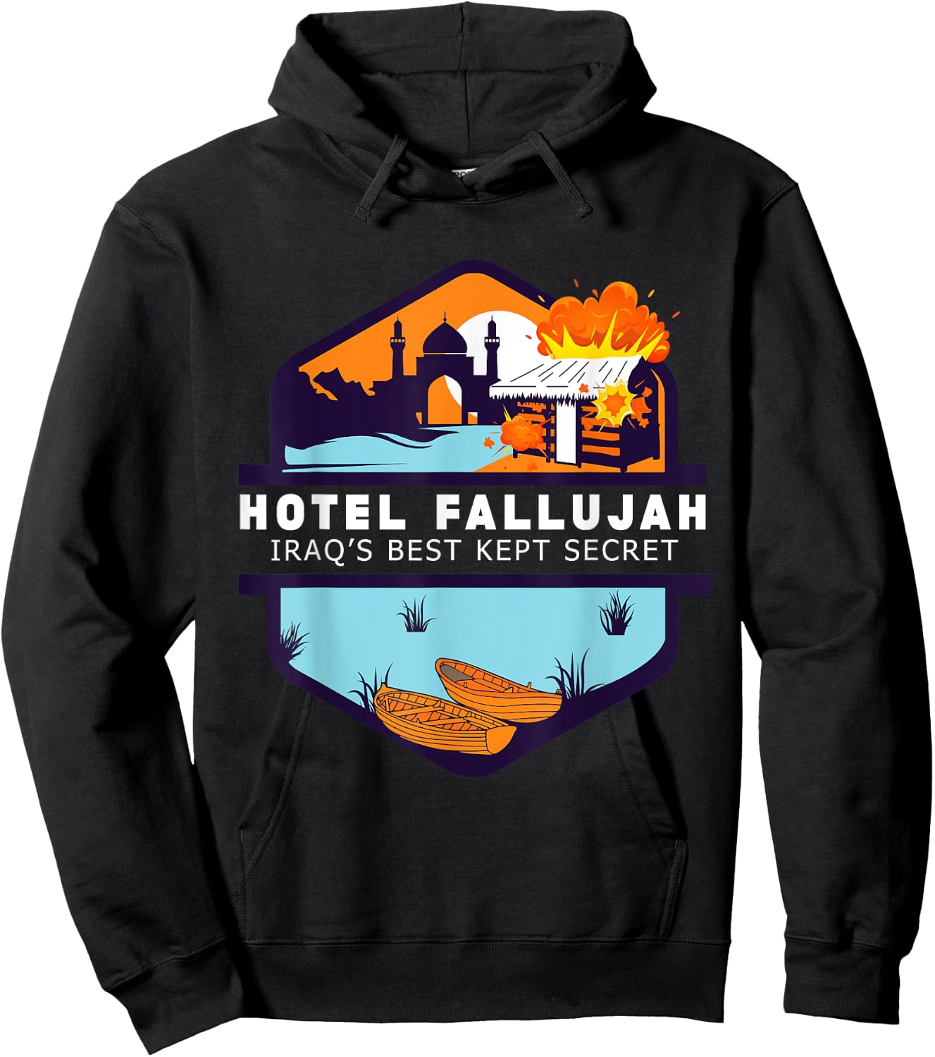 Hotel Fallujah Iraq's Best Kept Secret Funny Gulf War Vet Hoodie - Hoodie | Black