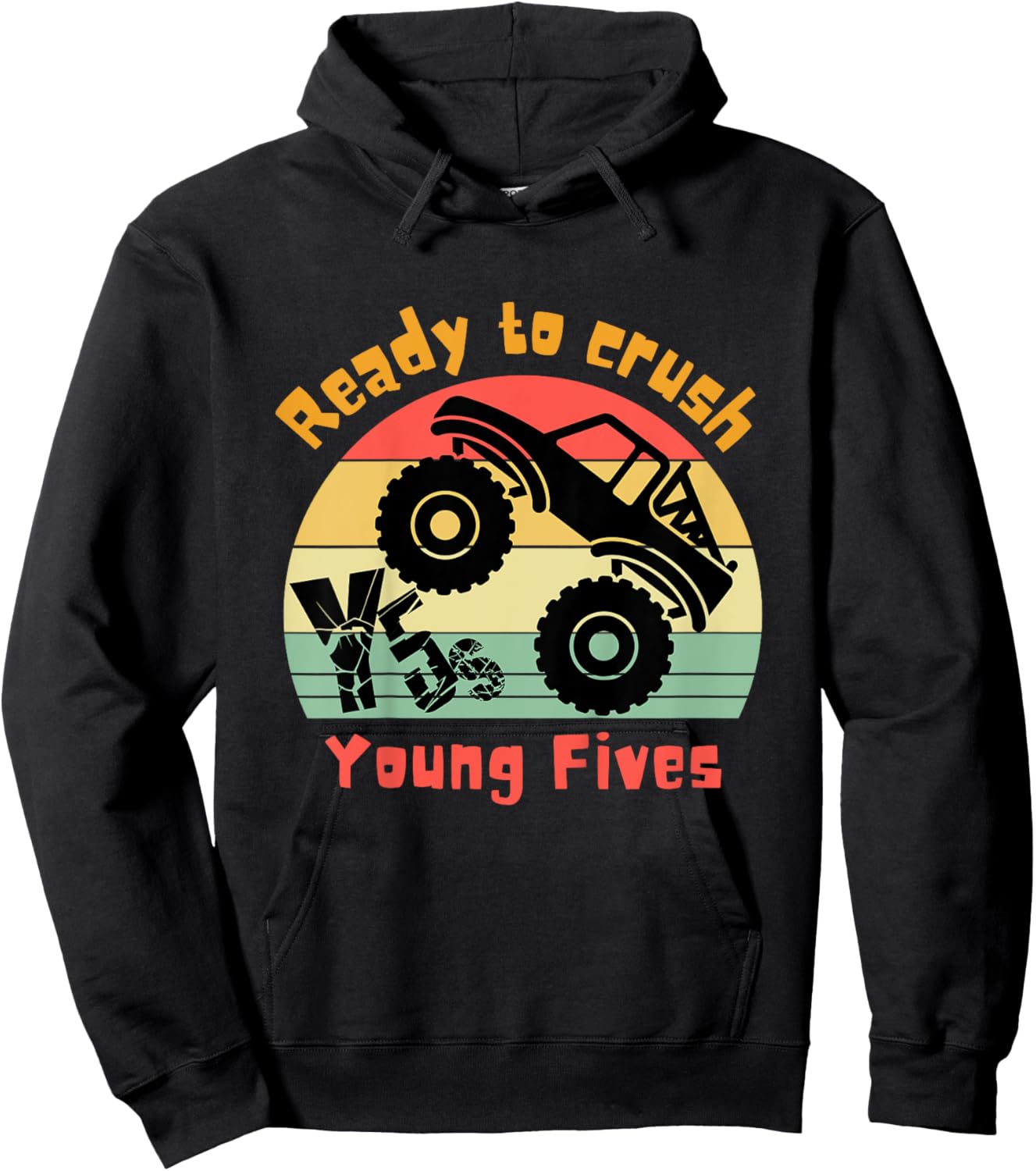 Kids Ready to Crush Young Fives First Day of Young Fives Hoodie - Hoodie | Black