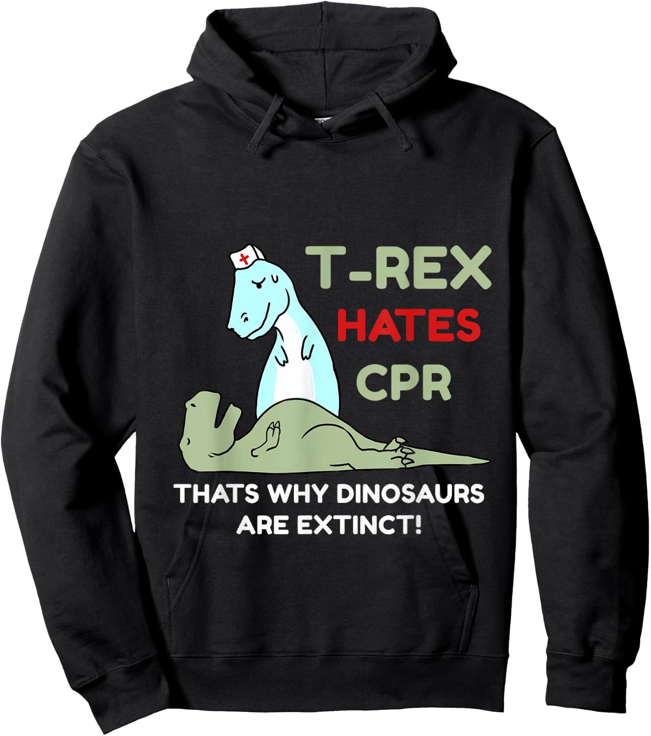T-Rex Hates CPR Hoodie - Hoodie | Black
