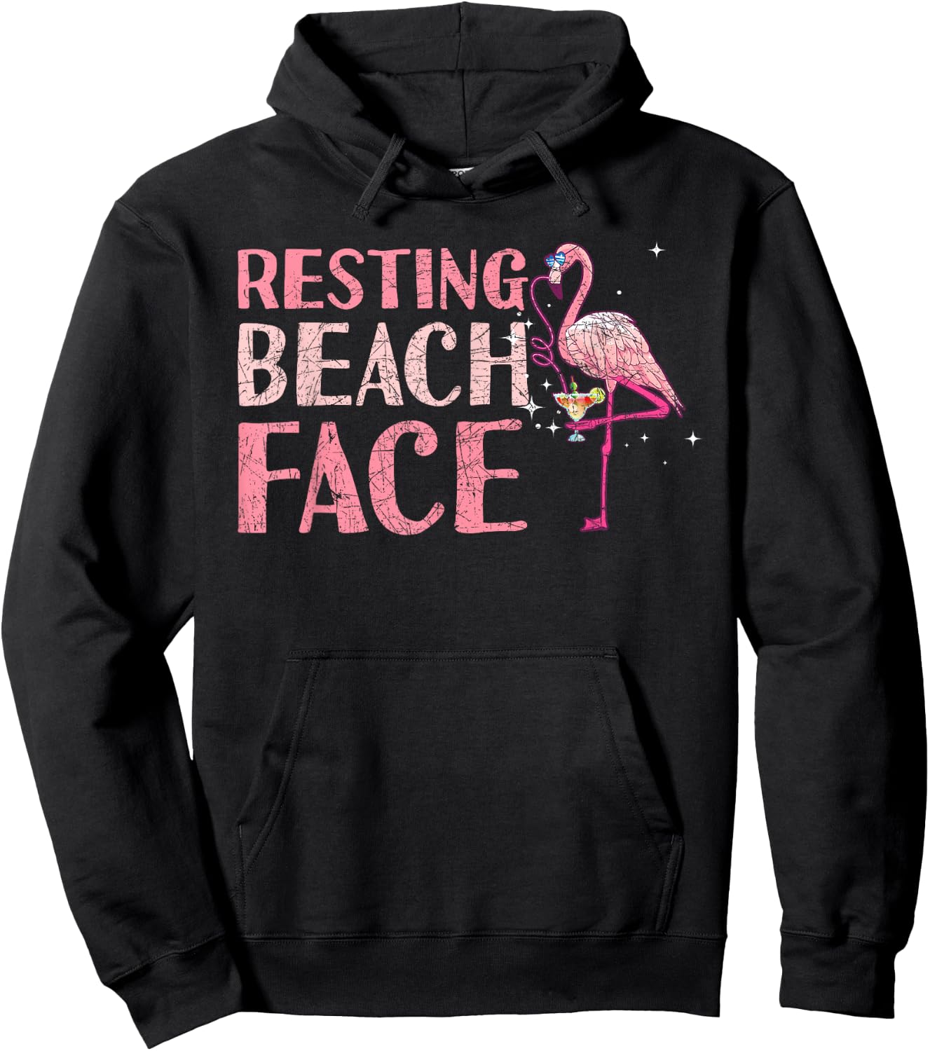 Resting Beach Face Flamingo Hoodie - Hoodie | Black
