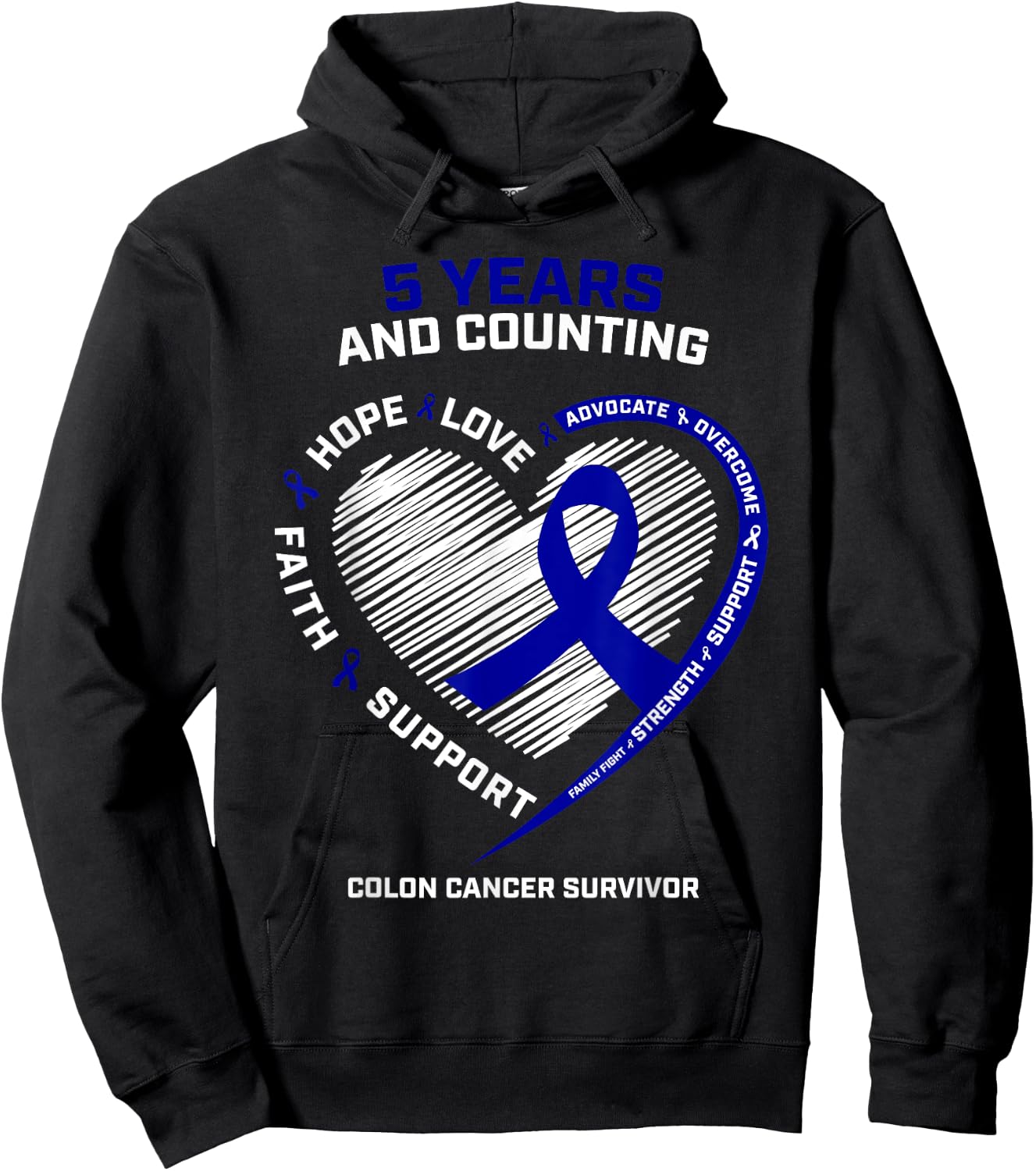 5 Years Cancer Free Colon Cancer Survivor Gifts Women Men Hoodie - Hoodie | Black