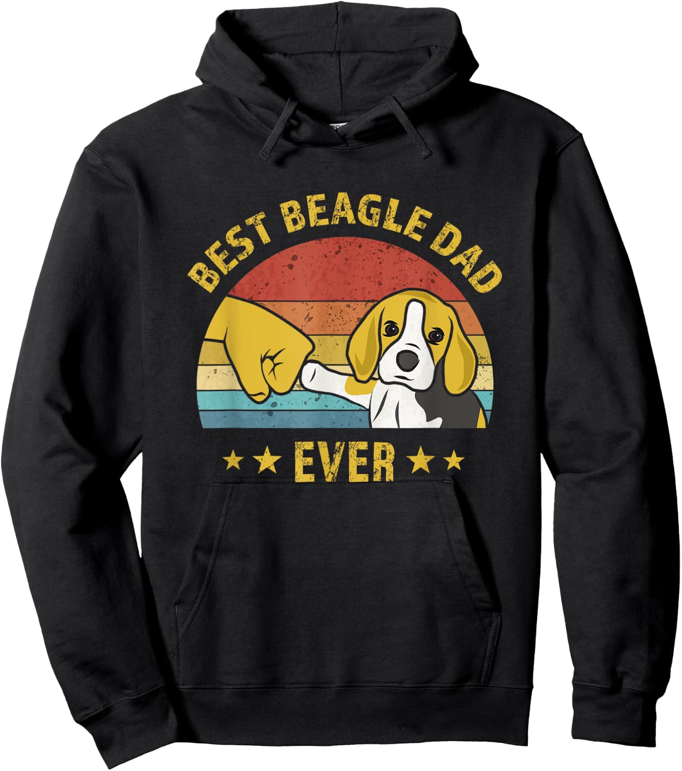 Cute Best Beagle Dad Ever Vintage Puppy Lover Retro Design Hoodie - Hoodie | Black