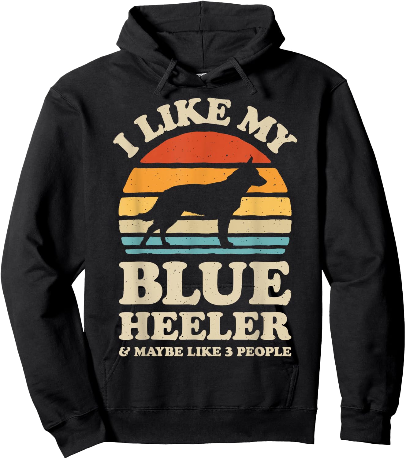 I Like My Blue Heeler Australian Cattle Dog Retro Vintage Women Girls Kids Hoodie - Hoodie | Black