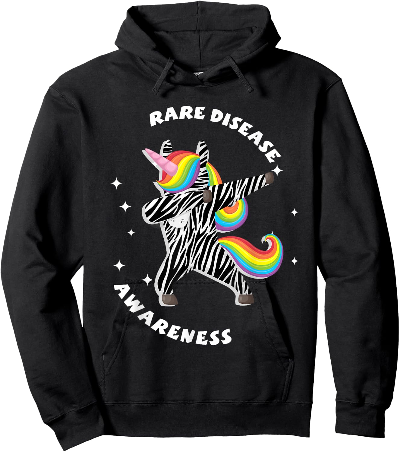 Kids Unicorn Rare Illness Awareness Zebra Disease Hoodie - Hoodie | Black