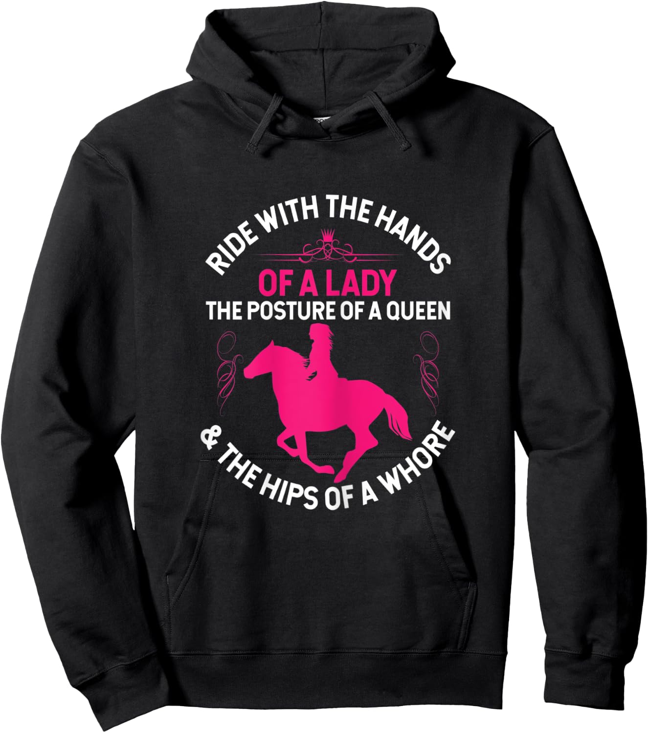 Ride With the Hands of a Lady - Funny Horse Western Riding Hoodie - Hoodie | Black