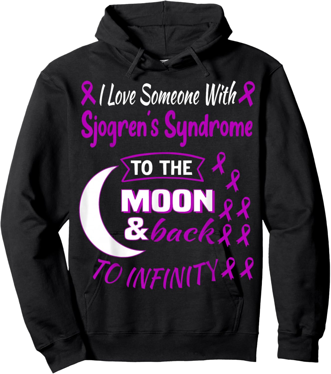 Sjogrens Syndrome Awareness Purple Ribbon Sjogren's disease Hoodie - Hoodie | Black