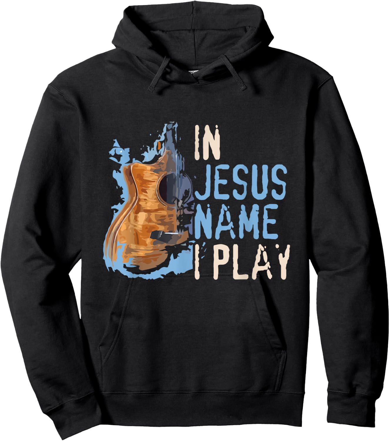 In Jesus Name I Play Guitar - Christian Music Player Gift Hoodie - Hoodie | Black