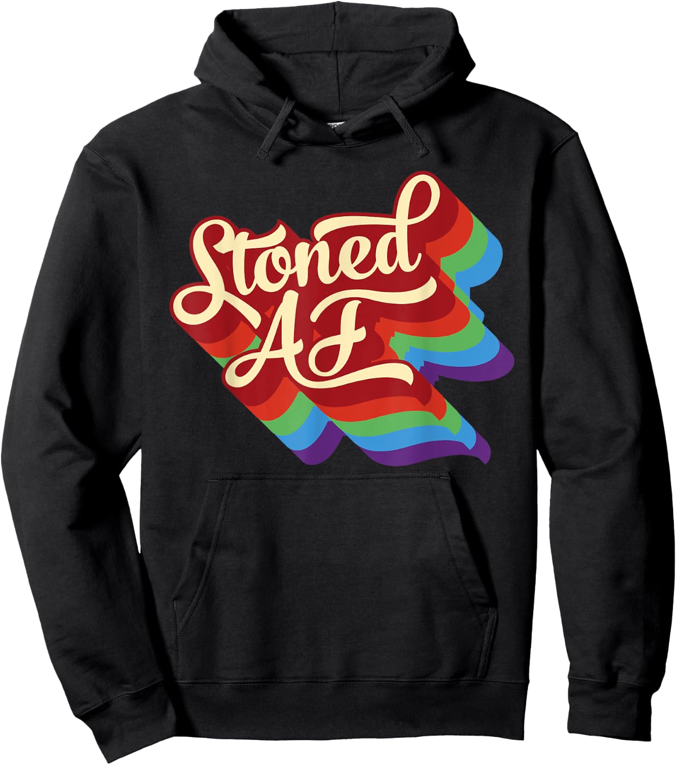 Retro 70s Stoned AF Cannabis Hoodie - Hoodie | Black