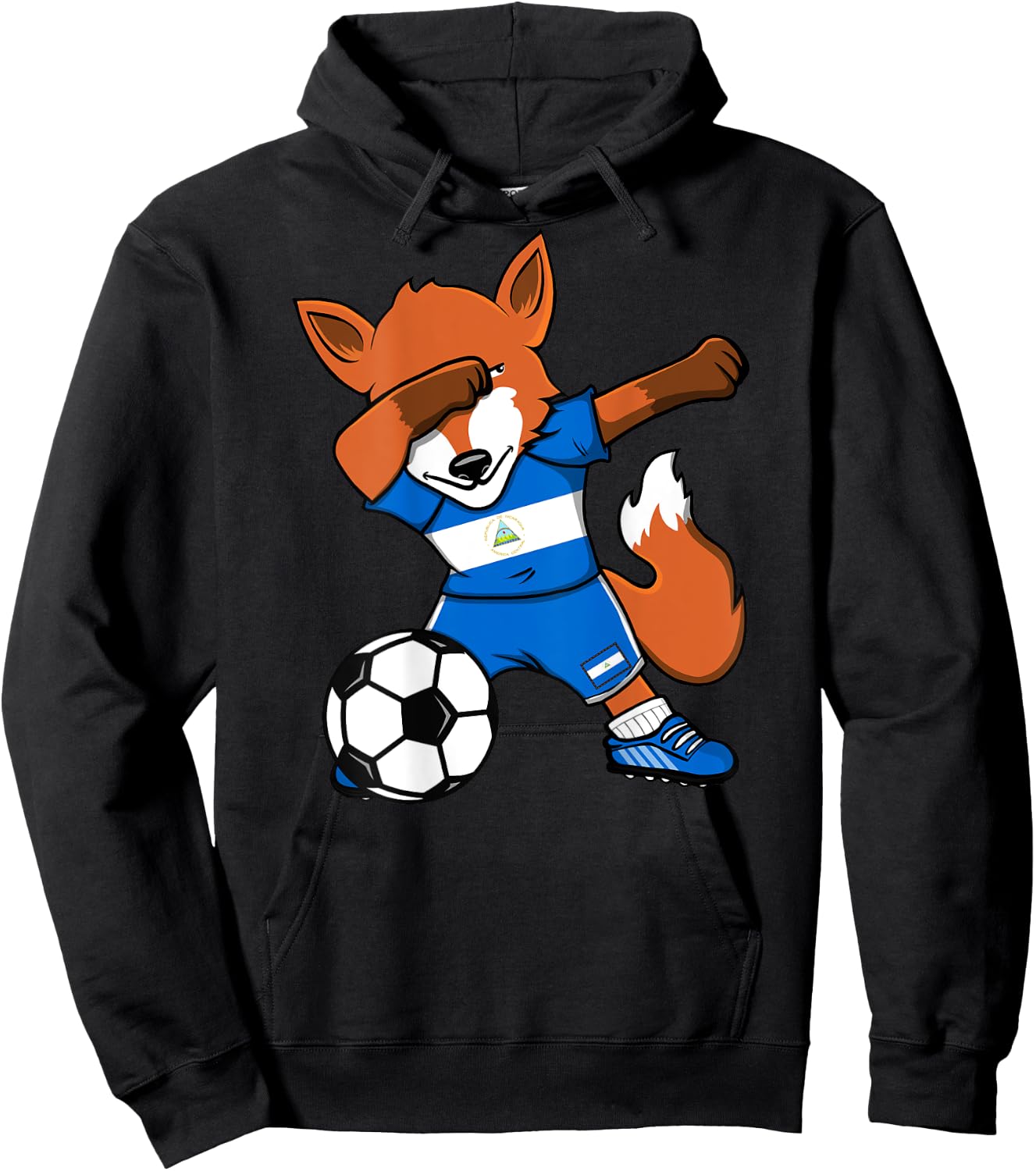Dabbing Fox Nicaragua Soccer Fans Jersey Nicaragua Football Hoodie - Hoodie | Black