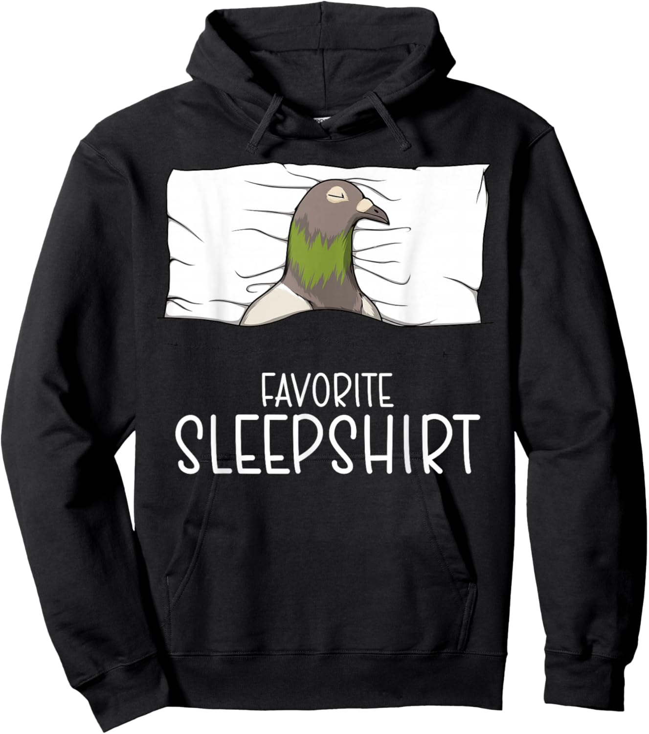 Favorite Sleepshirt Pigeon, Napping Pidgeon Dove Pajama Hoodie - Hoodie | Black