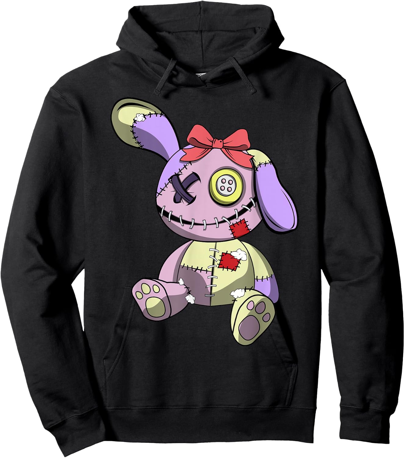 Japanese Kawaii Pastel Goth Cute Anime Creepy Teddy Bear Hoodie - Hoodie | Black