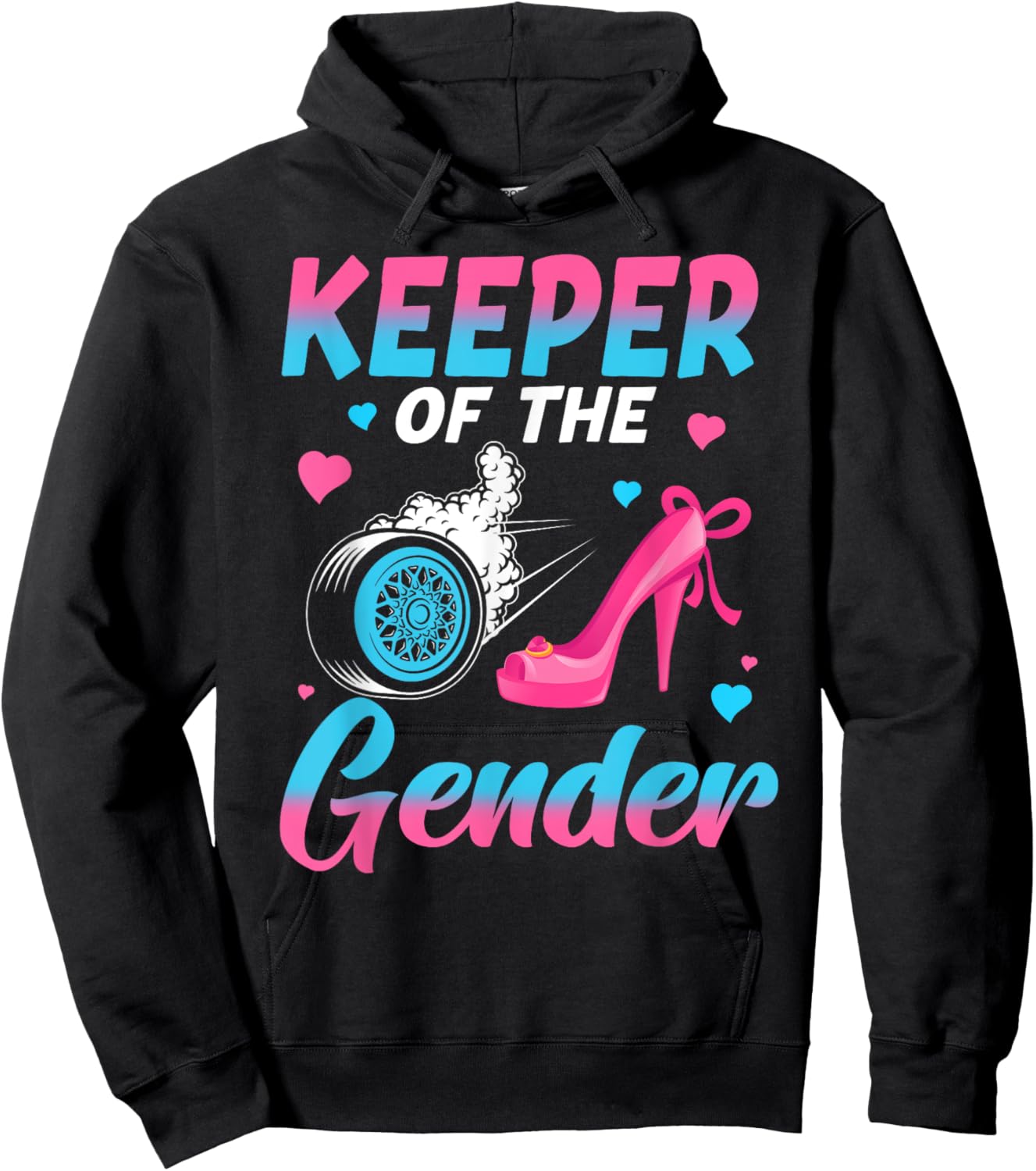 Wheels or Heels Keeper Of The Gender Baby Reveal Party Hoodie - Hoodie | Black