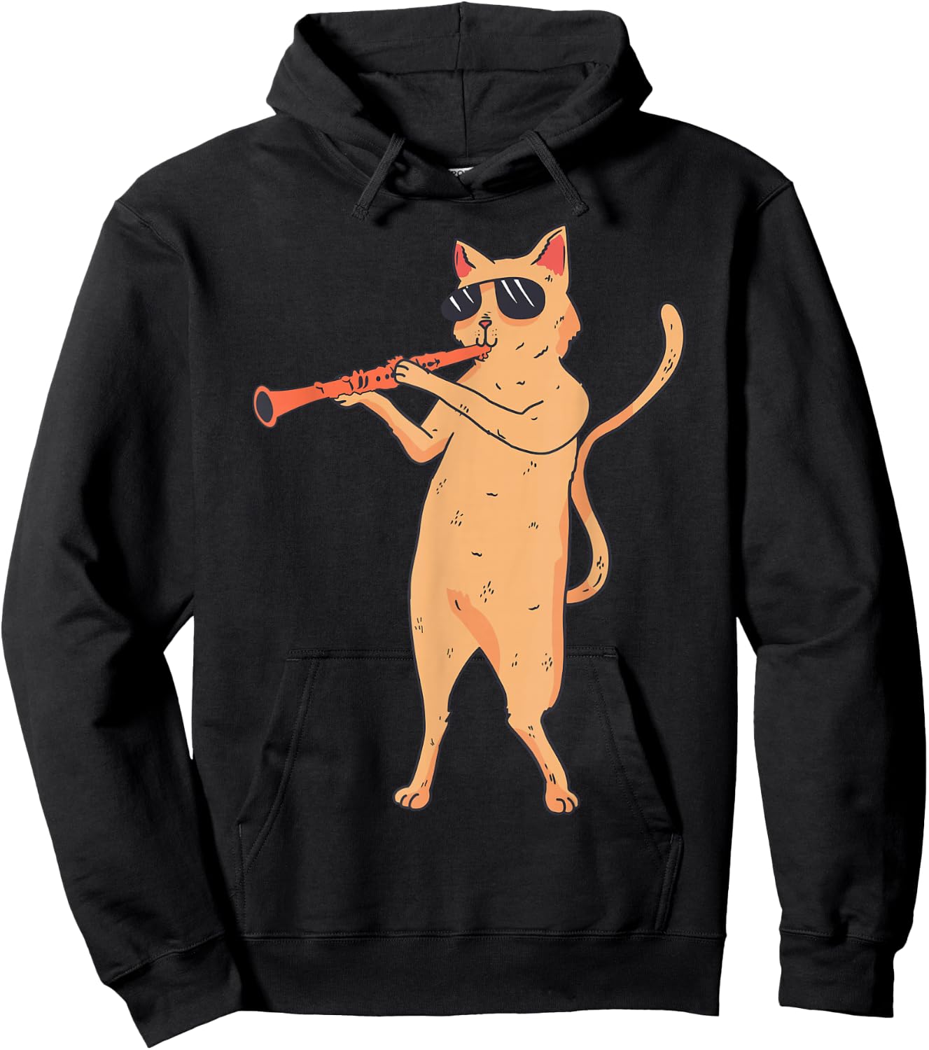 Cat Playing The Clarinet Gift kitty lover Hoodie - Hoodie | Black