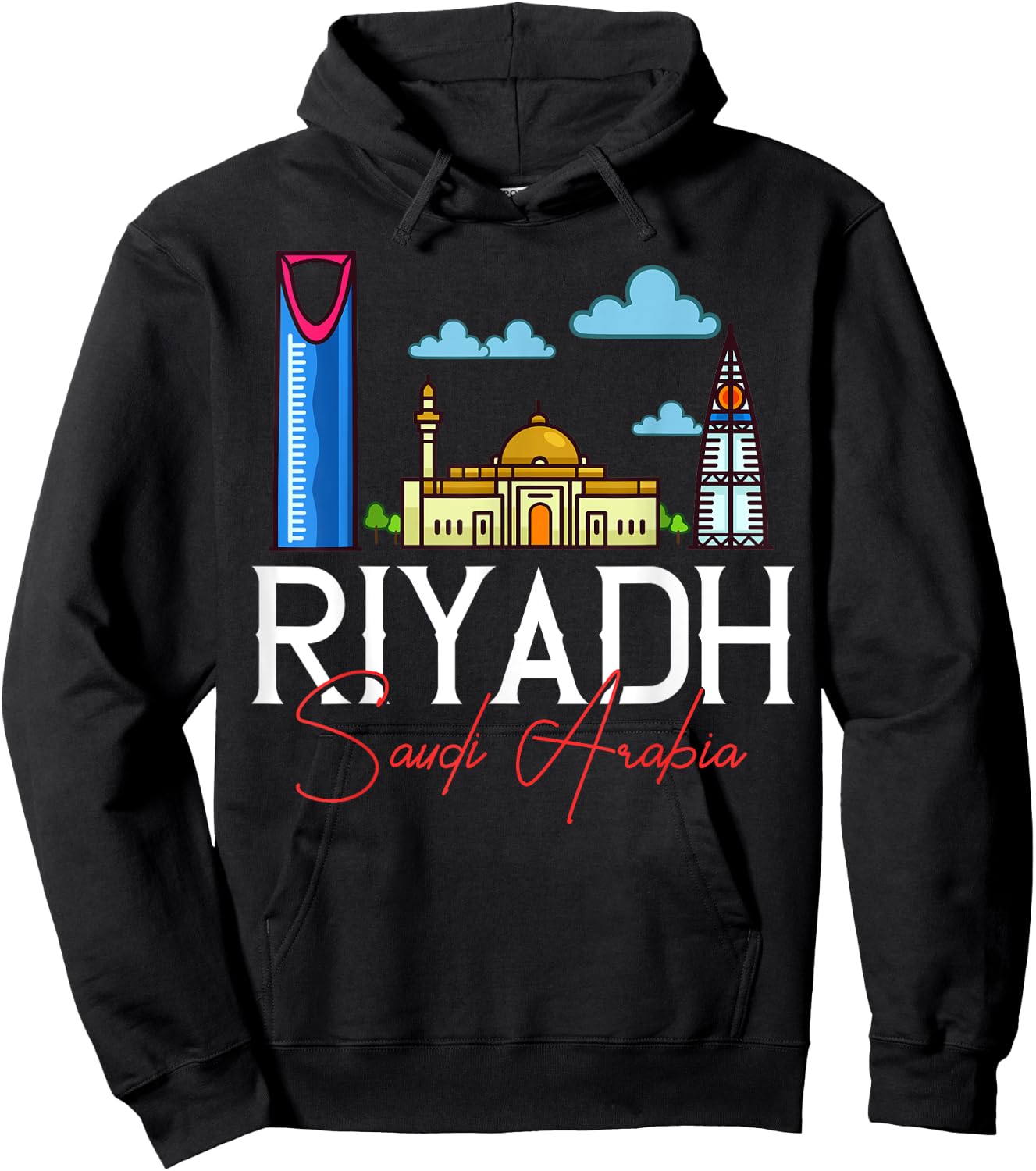 Riyadh Saudi Arabia City Skyline Map Travel Hoodie - Hoodie | Black