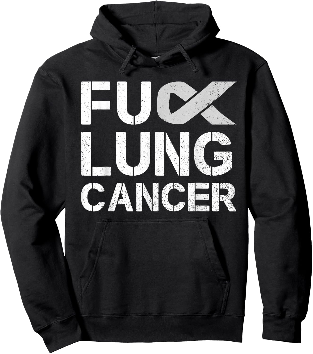 Fuck Lung Cancer Awareness Month Support Ribbon Warrior Hoodie - Hoodie | Black
