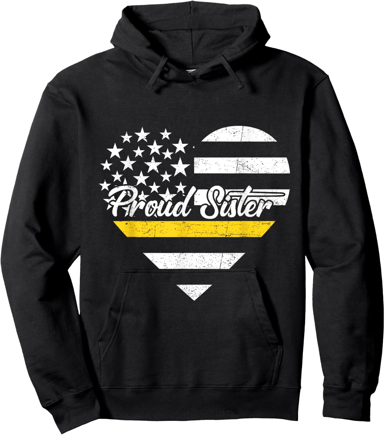 Proud Sister Of 911 Dispatcher Thin Gold Line Heart Hoodie - Hoodie | Black
