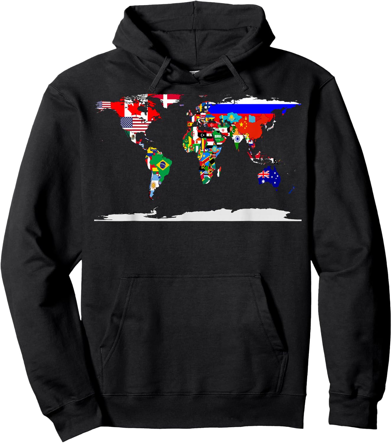 Map of The World and Flags of The Countries of The World Hoodie - Hoodie | Black