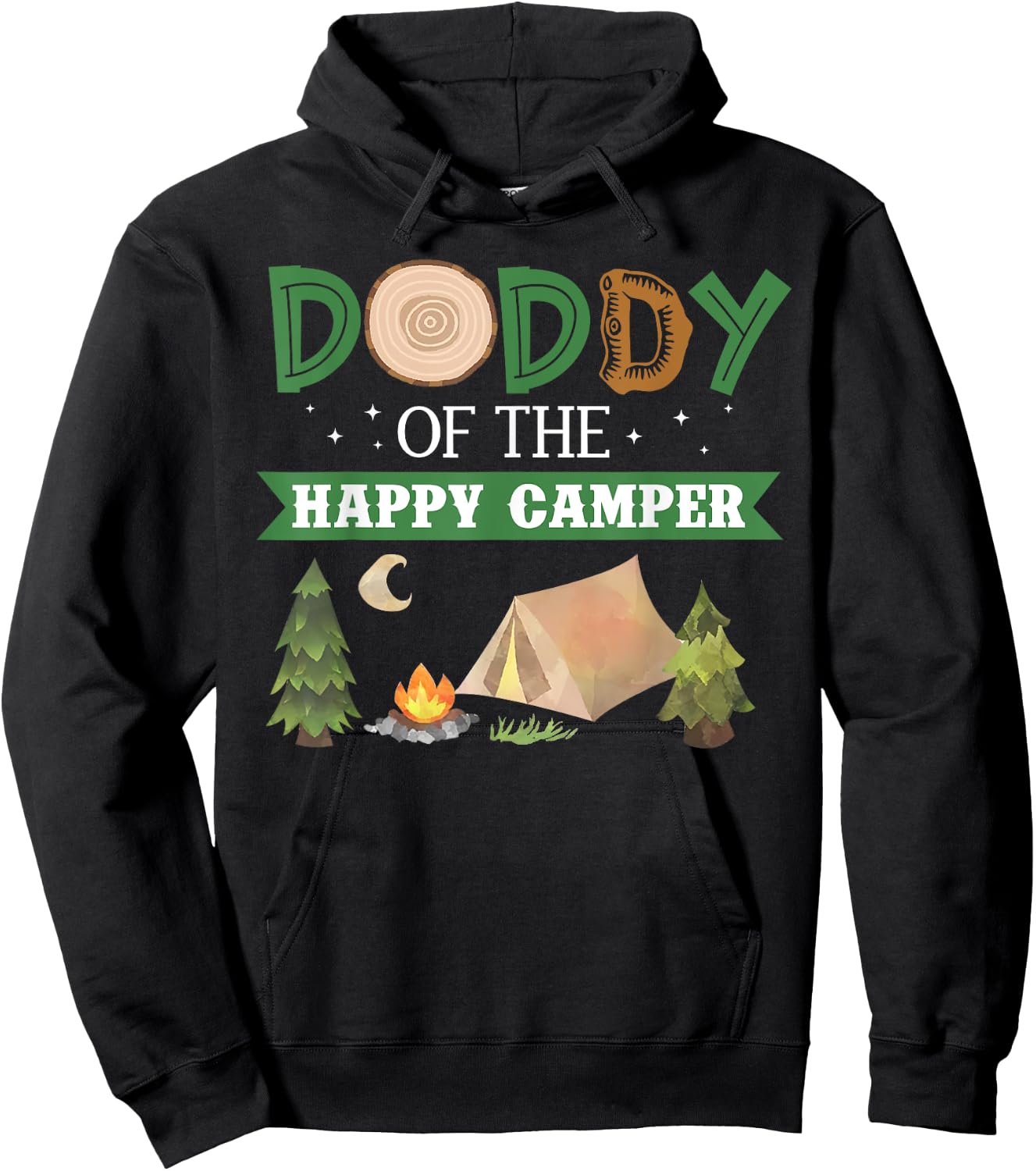 Daddy Of The Happy Camper Shirt 1st Bday Camping Trip Hoodie - Hoodie | Black