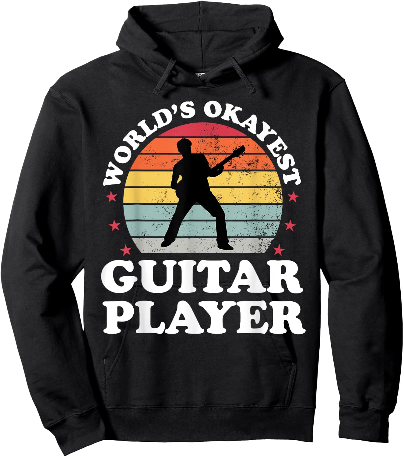 Retro Worlds Okayest Guitar Player Guitarist Funny Musician Hoodie - Hoodie | Black