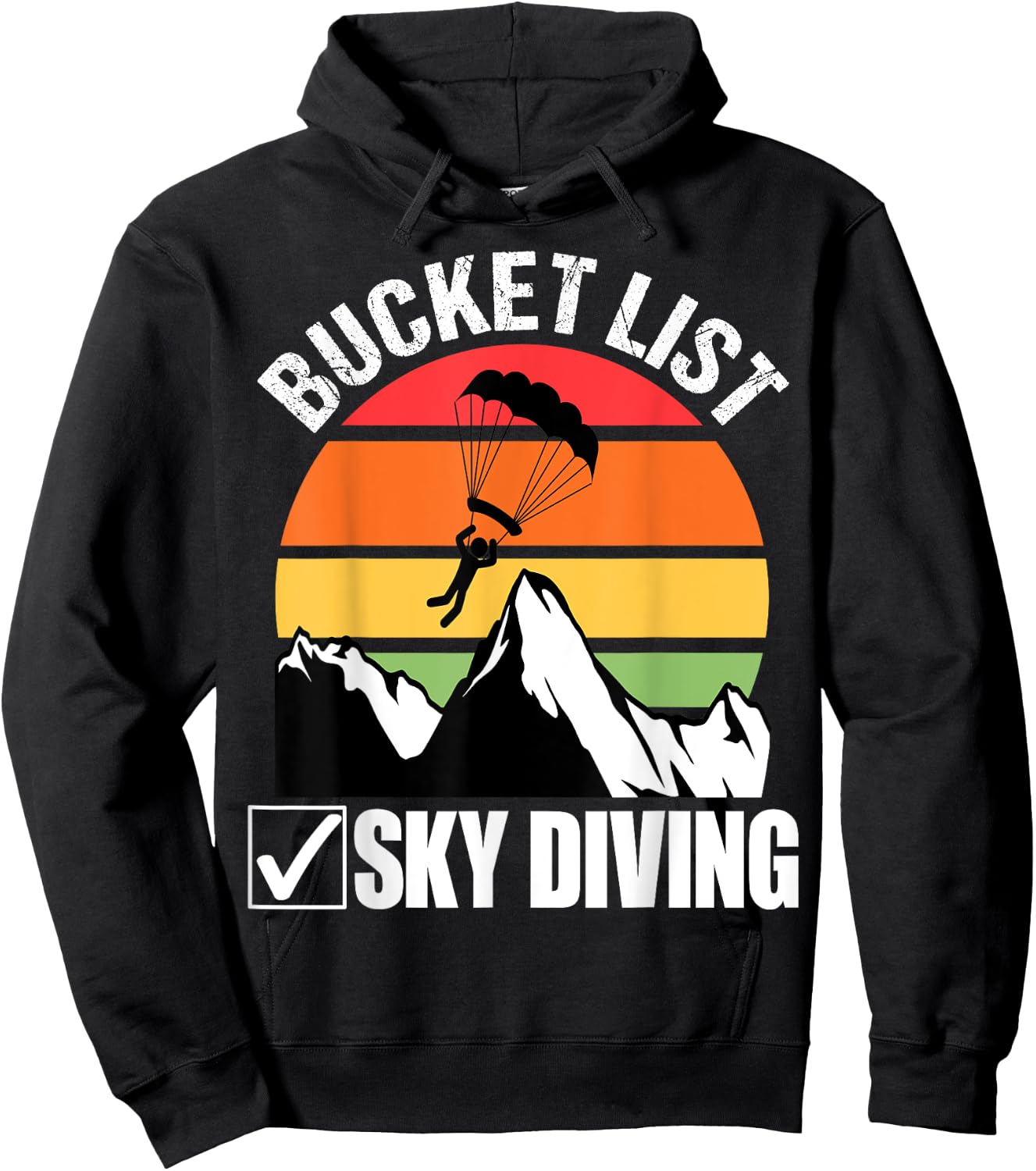 Bucket List Sky Diving Vintage Skydiver Skydiving Parachute Hoodie - Hoodie | Black