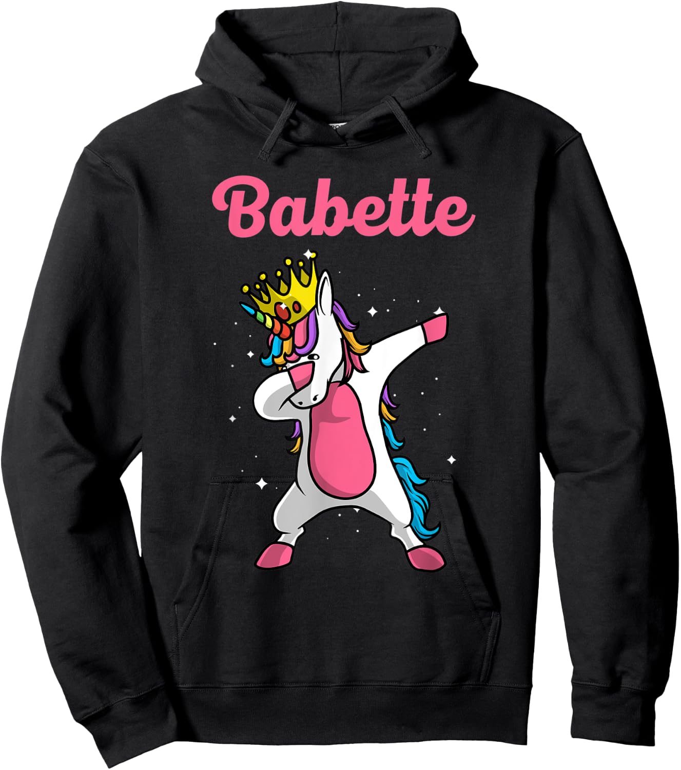 BABETTE Name Personalized Birthday Dabbing Unicorn Queen Hoodie - Hoodie | Black