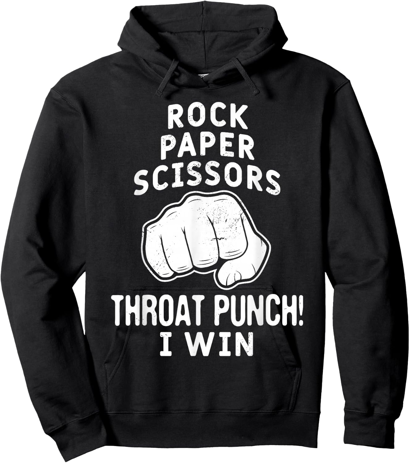 Funny Rock Paper Scissors Throat Punch I win Hoodie - Hoodie | Black