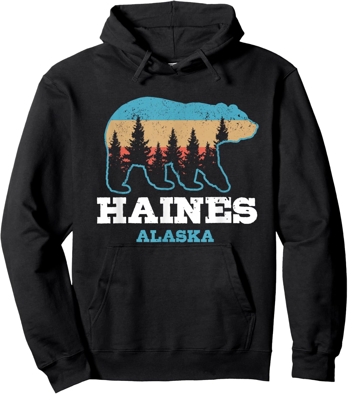 Haines Alaska Vintage Bear Grizzly Nature Souvenir Gift Hoodie - Hoodie | Black