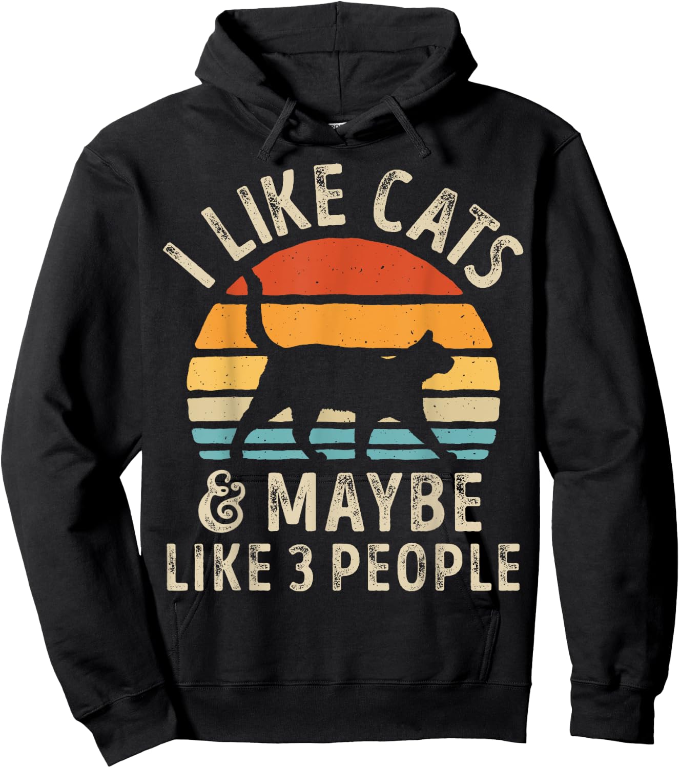 I Like Cats And Maybe Like 3 People Cat Retro Men Hoodie - Hoodie | Black