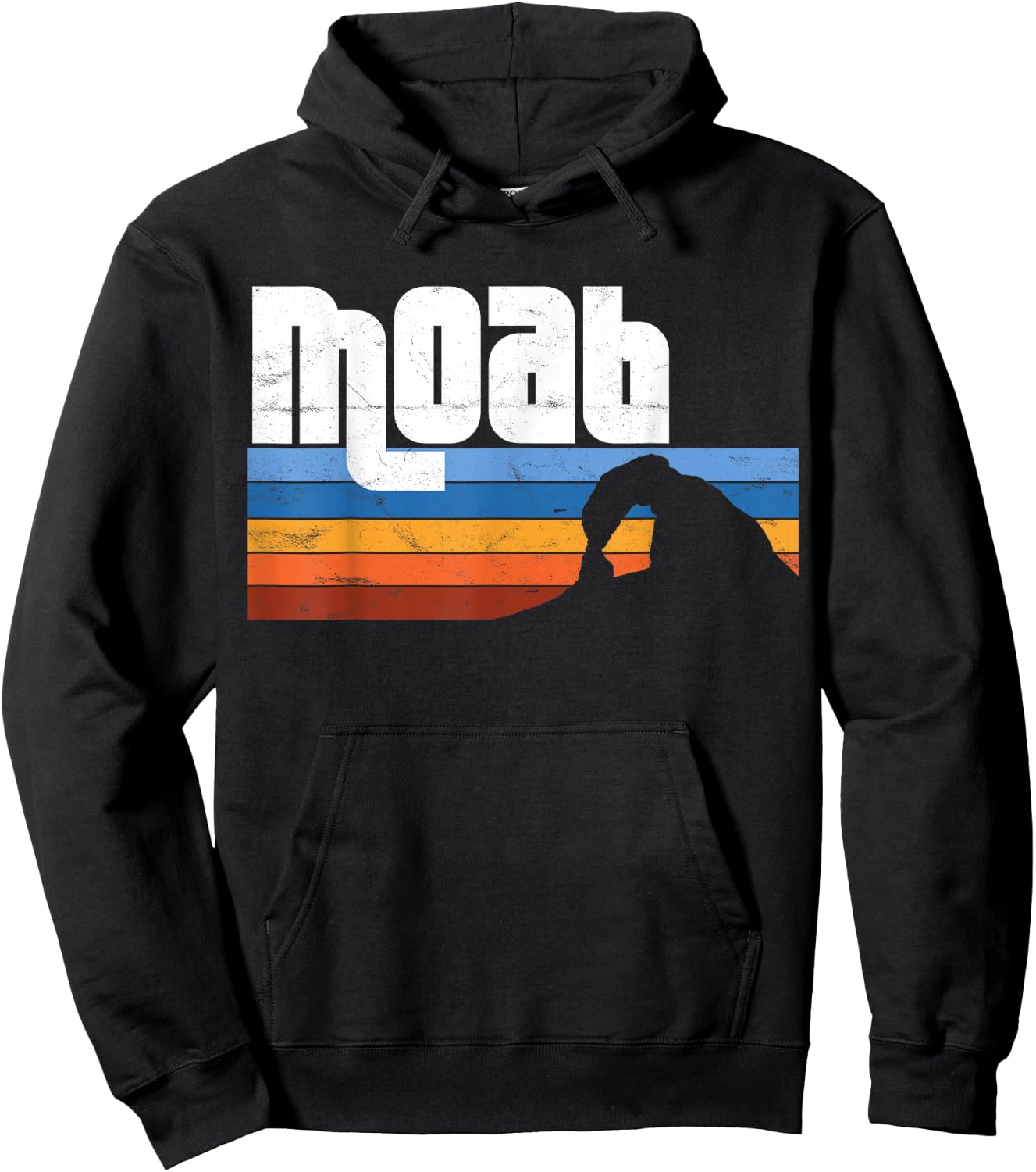 Moab Utah UT Arches Canyonlands National Park Retro Sunset Hoodie - Hoodie | Black