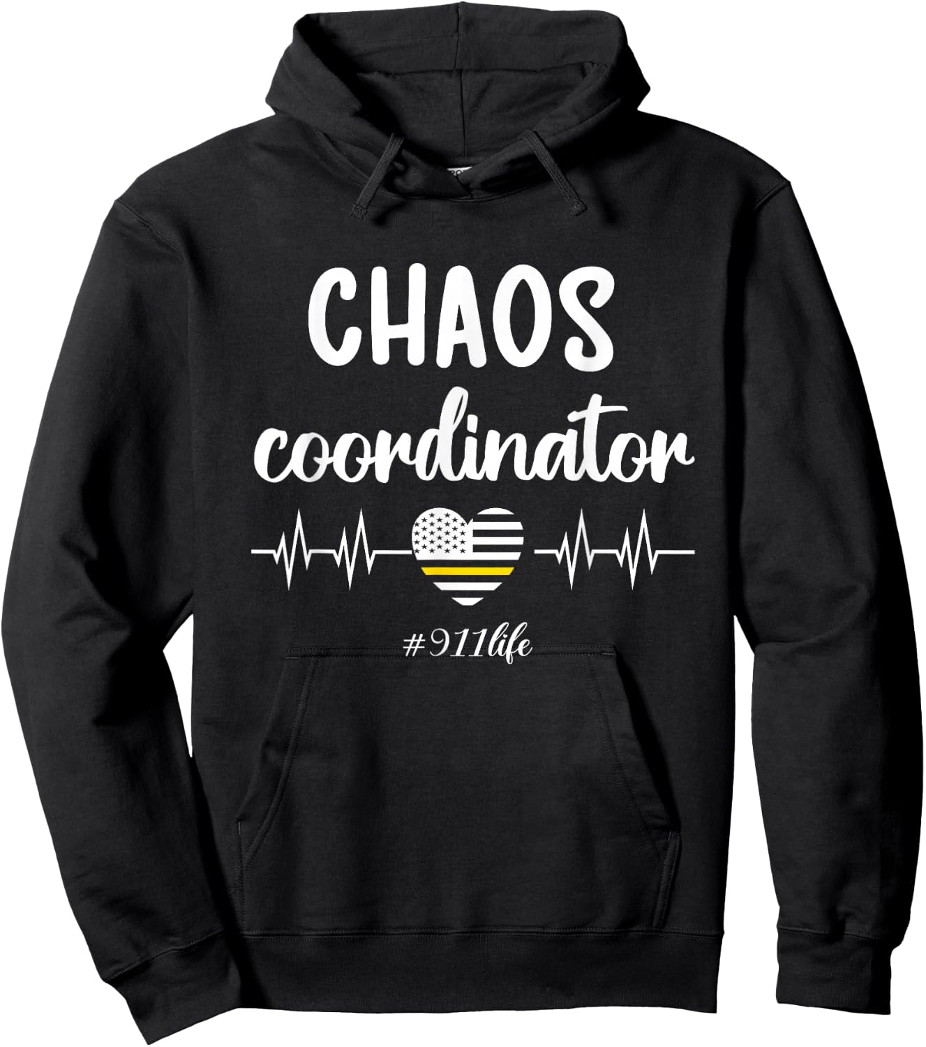 Chaos Coordinator | Thin Yellow Line Dispatcher 911 Operator Hoodie - Hoodie | Black