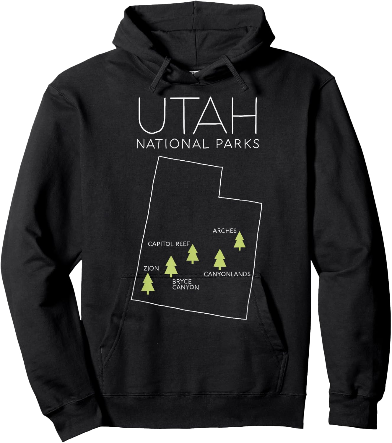 Utah National Park Map Zion Bryce Canyon Arches Canyonlands Hoodie - Hoodie | Black