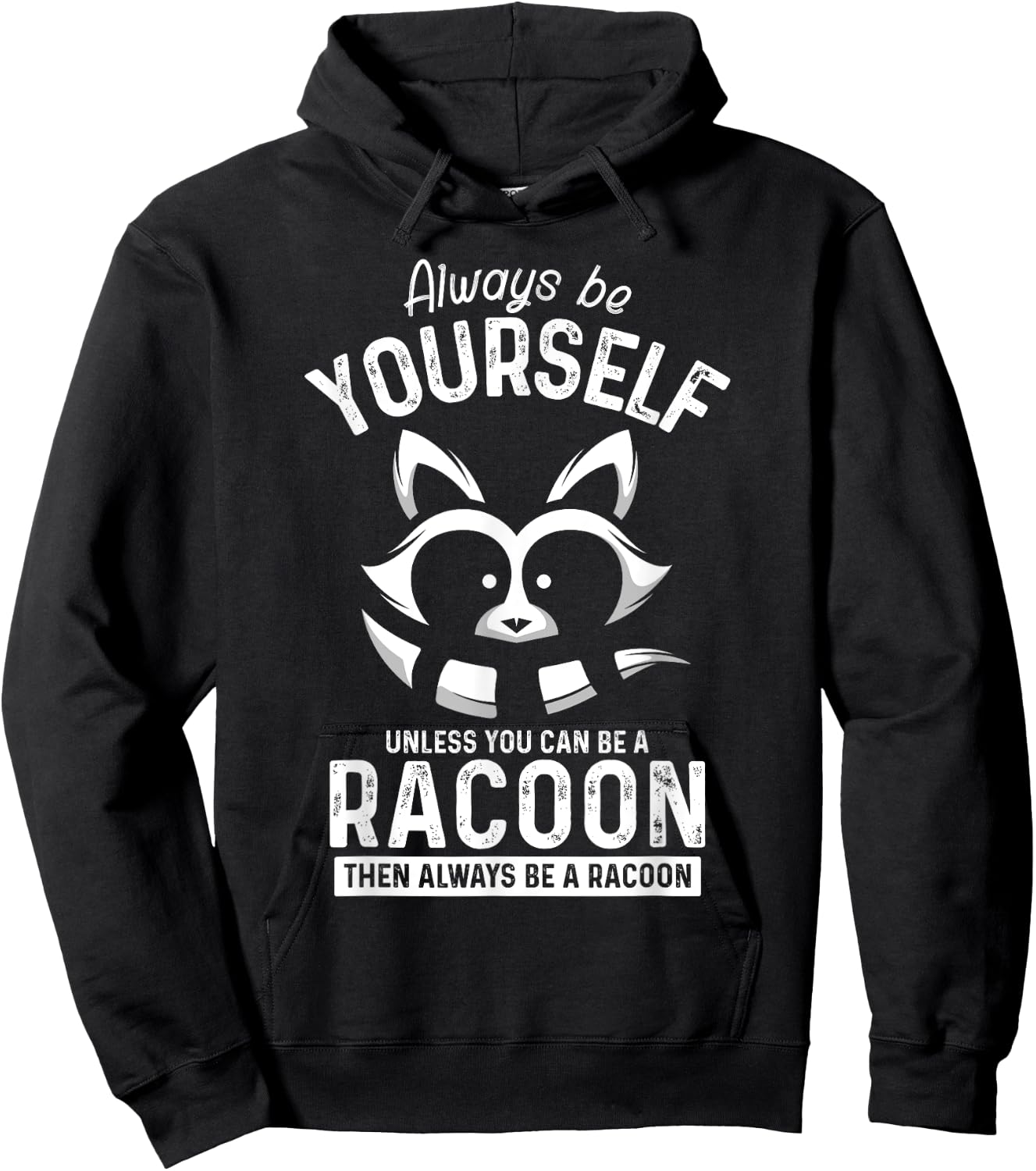 Funny Animal Gift Cute Adorable Men Boys Kids Racoon Hoodie - Hoodie | Black