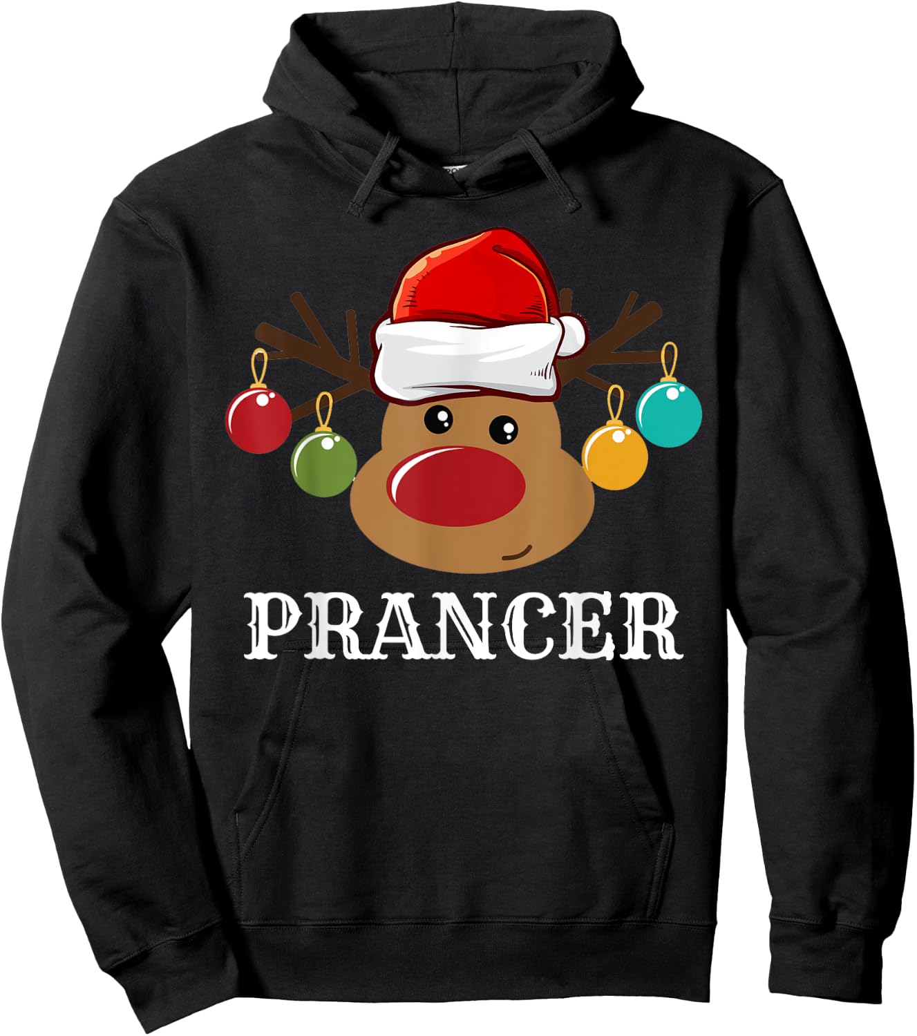 Santa Reindeer Prancer Xmas Group Costume Hoodie - Hoodie | Black