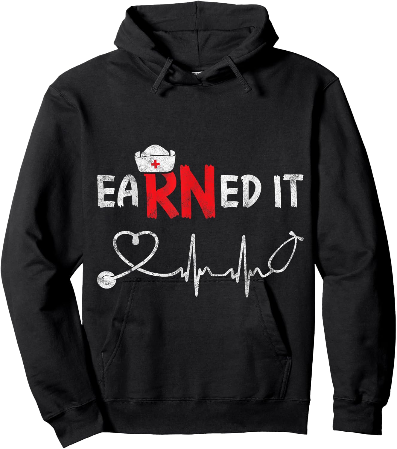 Earned It RN Nurse Week Appreciation Graduation Nursing Gift Hoodie - Hoodie | Black