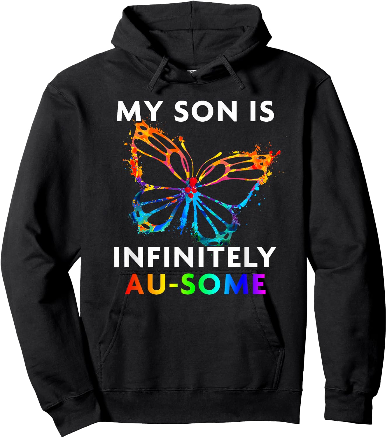 Red Instead Autism - My Son is AU-SOME Butterfly Hoodie - Hoodie | Black