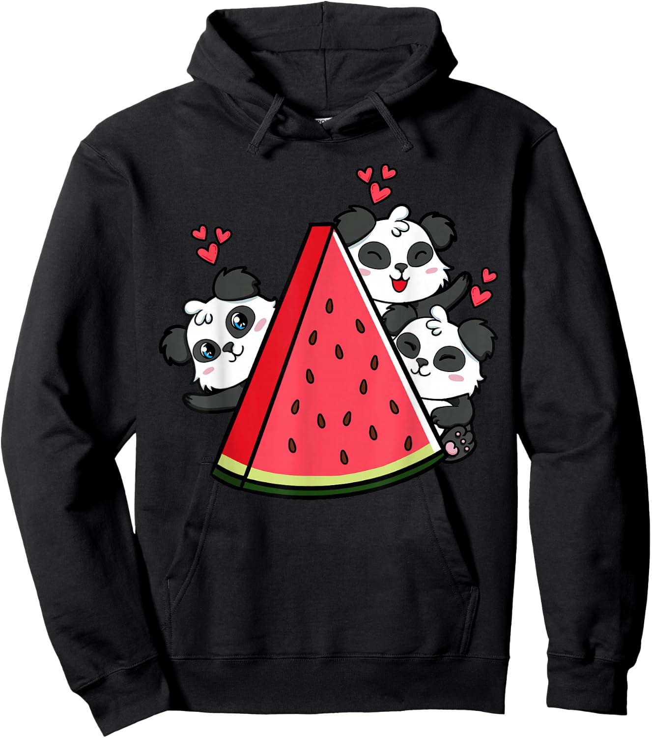Panda Bear Watermelon Lover Summer Fruit Slice Hoodie - Hoodie | Black