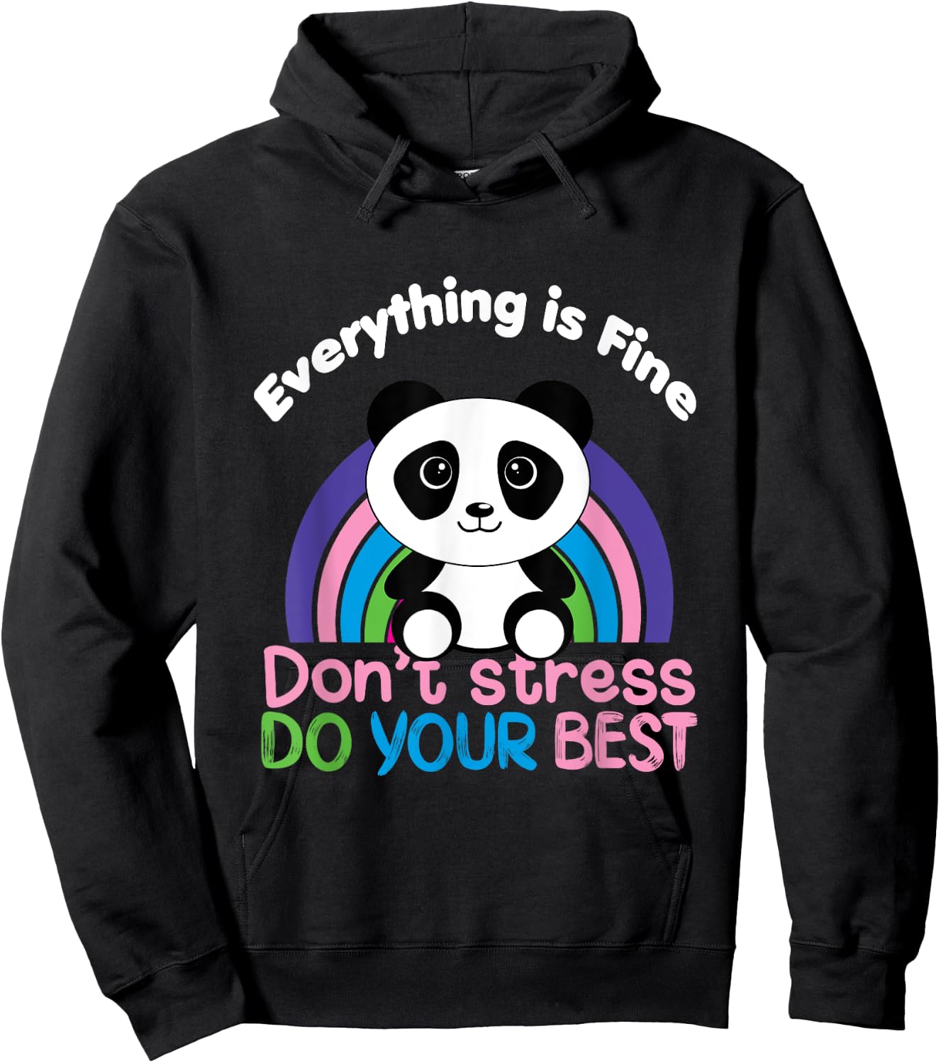 Funny Zen Panda, Everything is Fine, Panda mood Hoodie - Hoodie | Black