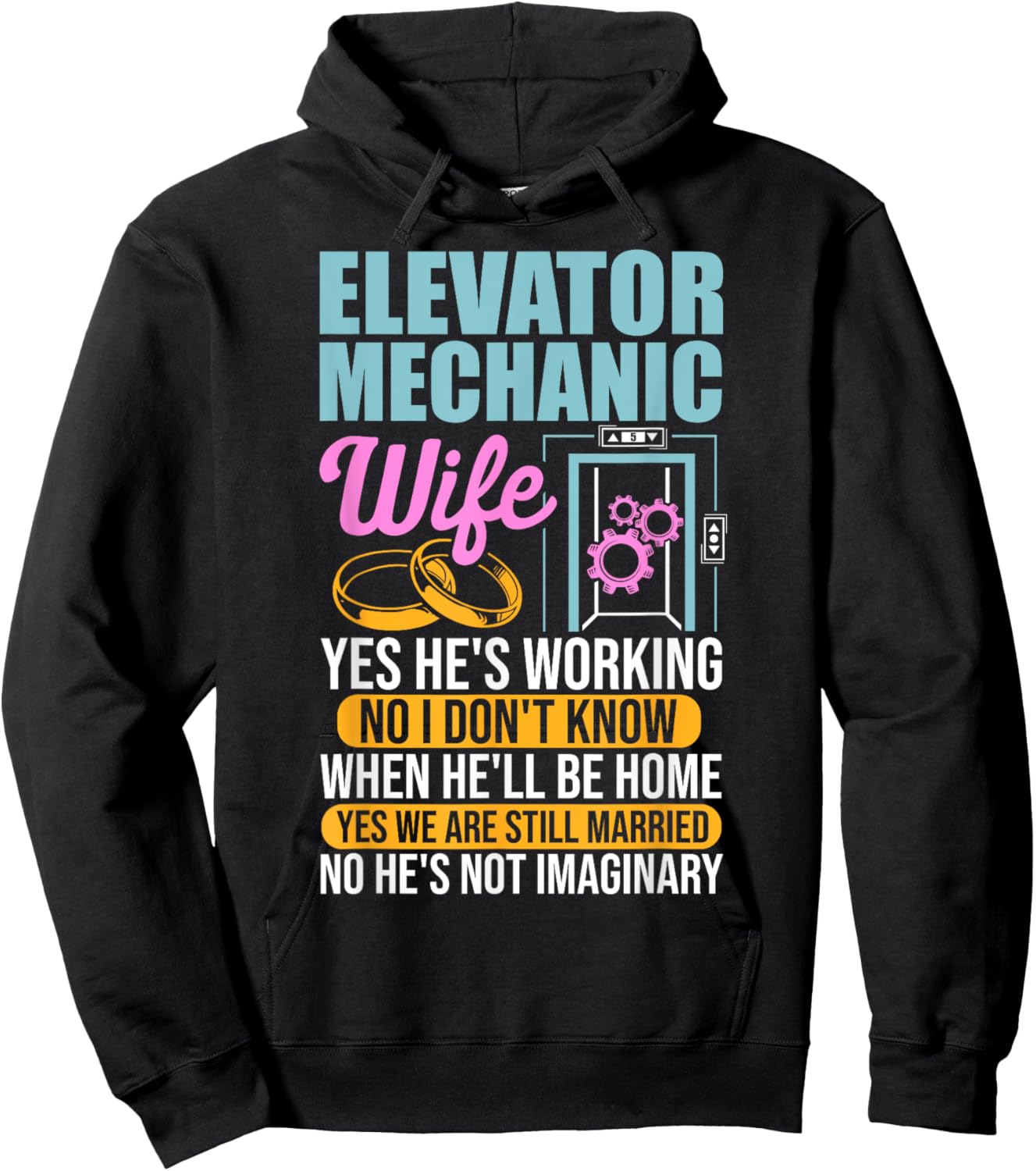 Elevator Mechanic Wife Maintenance Tech Elevator Technician Hoodie - Hoodie | Black