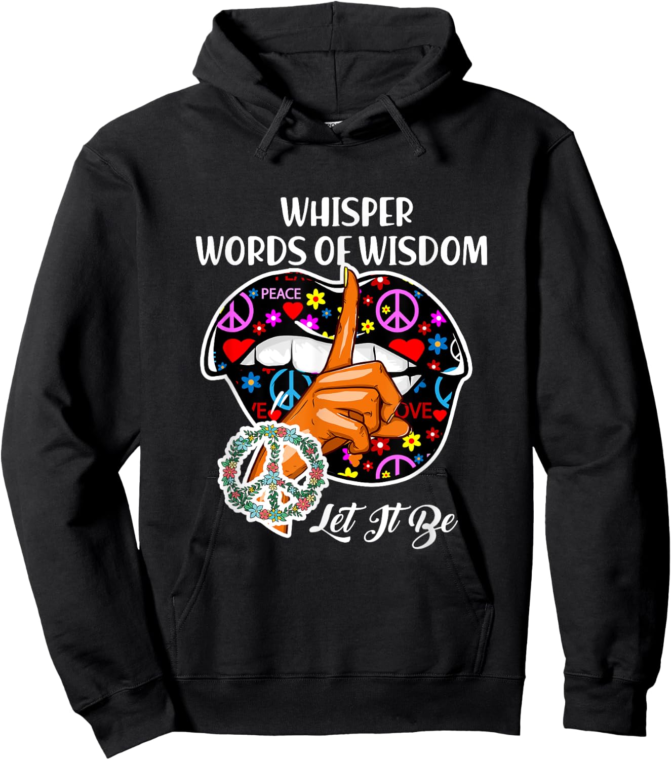 Whisper words of wisdom let peace signal let it be Hoodie - Hoodie | Black