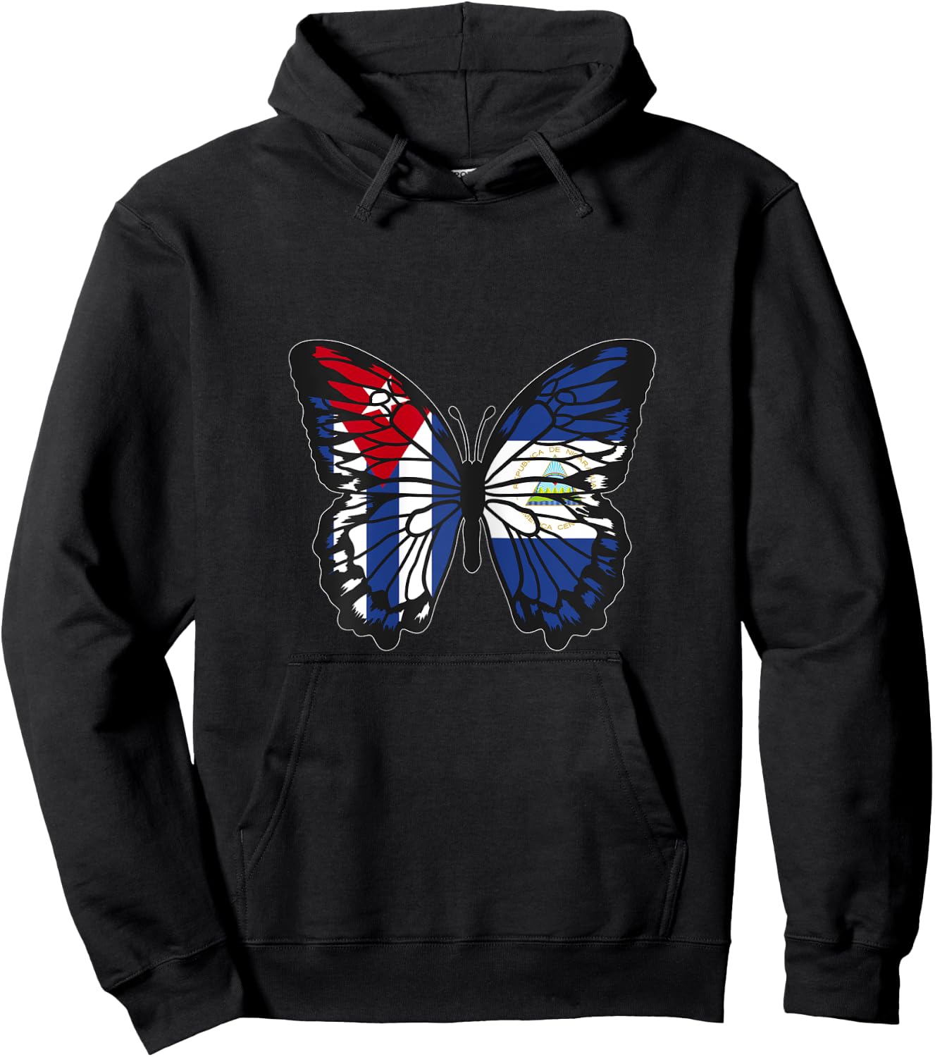 Cuba and Nicaragua Mix Butterfly Half Cuban half Nicaraguan Hoodie - Hoodie | Black