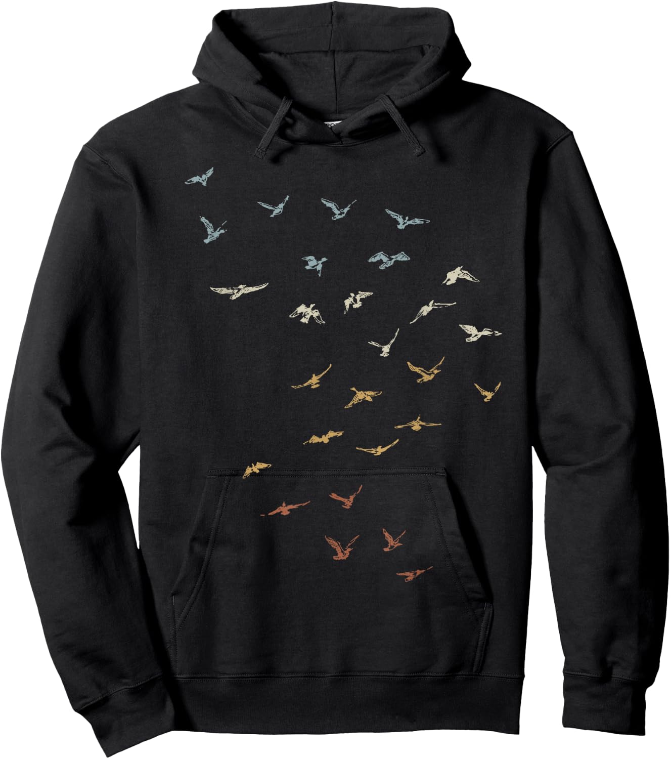80s Retro Style Dream of Flying Vintage Bird Swarm Hoodie - Hoodie | Black