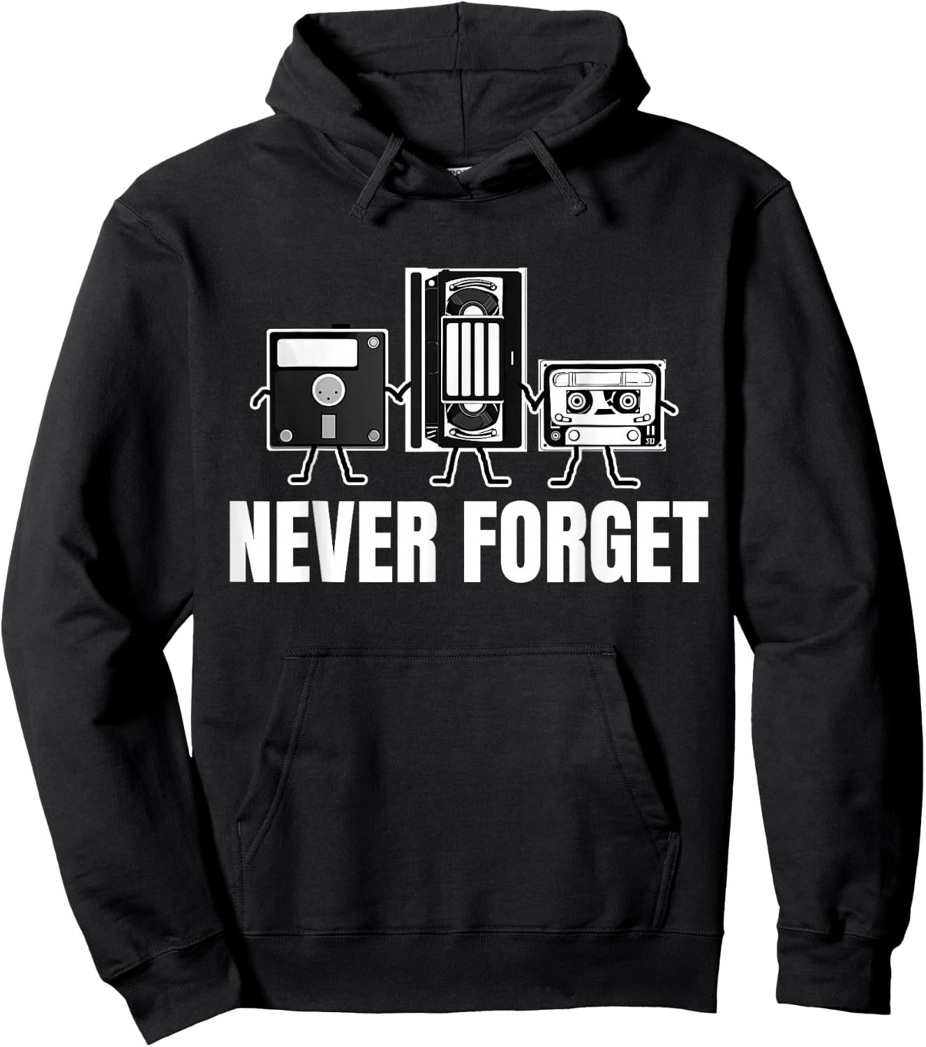 Never Forget Cassette Tape VHS Gamer Meme Funny Hoodie - Hoodie | Black