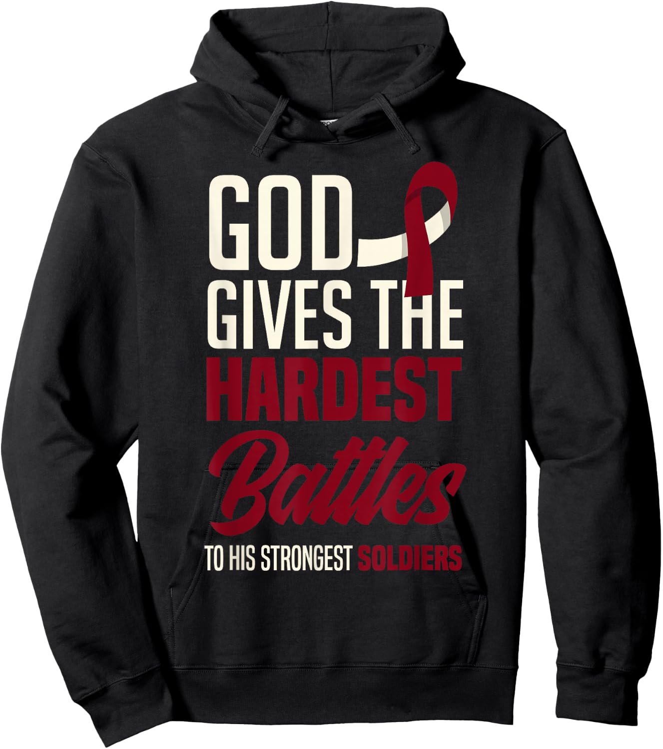 God Gives The Hardest Battles Oral Head Neck Cancer Warrior Hoodie - Hoodie | Black