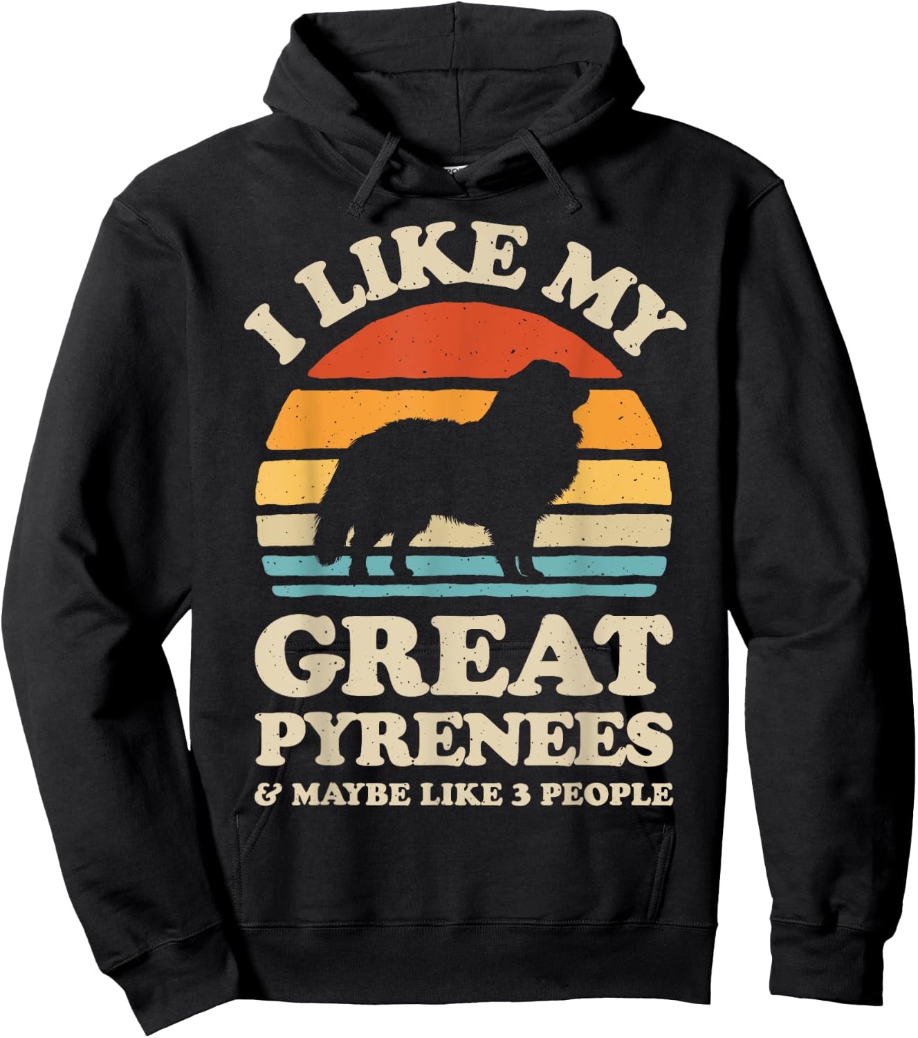 I Like My Great Pyrenees Pyrenean Mountain Dog Lover Retro Women Kids Hoodie - Hoodie | Black