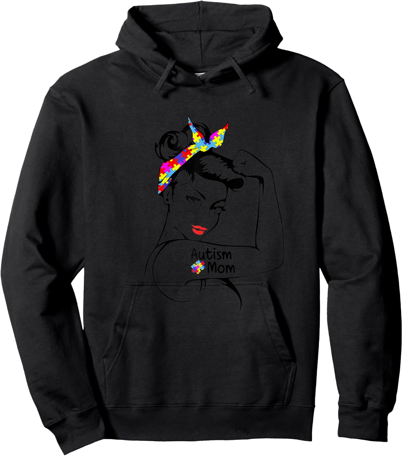 Autism Mom Awareness Strong Mom Strong Girl Autism Awareness Hoodie - Hoodie | Black