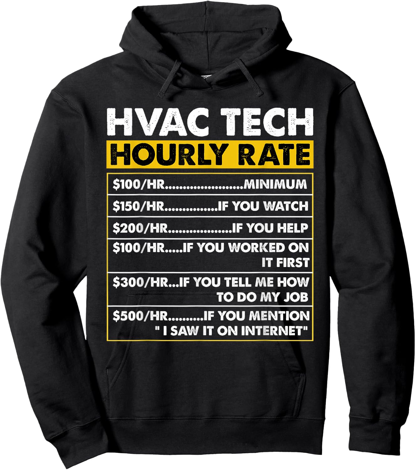 HVAC Tech Tools Funny Vintage HVAC Technician Hourly Rate Hoodie - Hoodie | Black